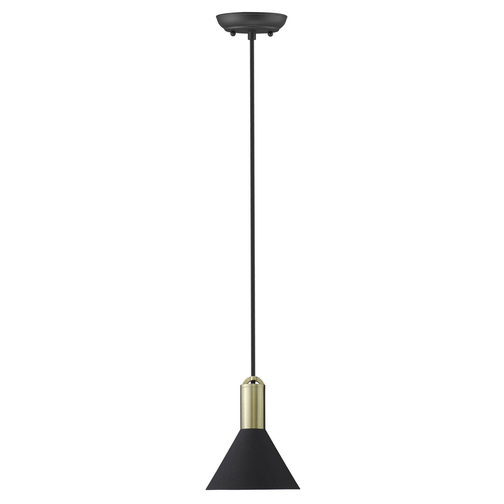 Matte Black and Gold Conical Pendant Hanging Light - AFS