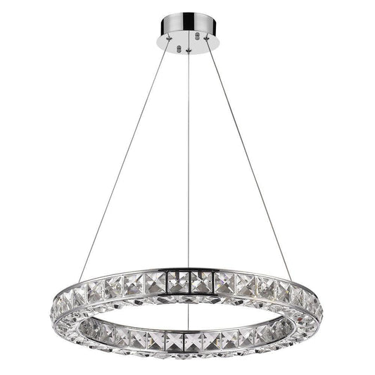 Silver Faux Crystal Bling Ring LED Hanging Light - AFS