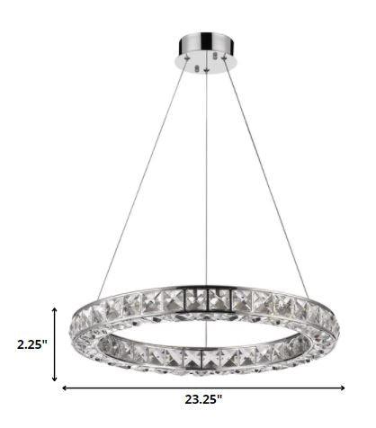 Silver Faux Crystal Bling Ring LED Hanging Light - AFS