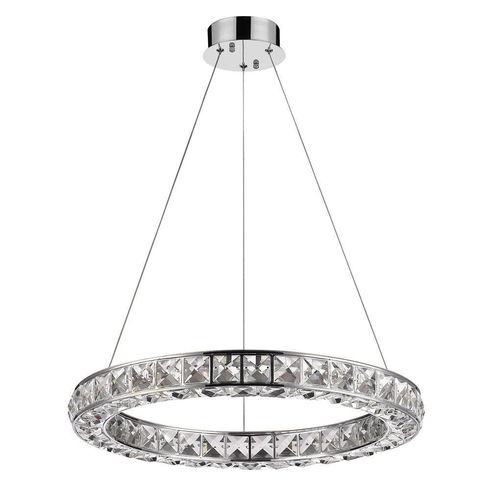 Silver Faux Crystal Bling Ring LED Hanging Light - AFS