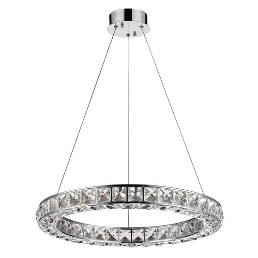 Silver Faux Crystal Bling Ring LED Hanging Light - AFS