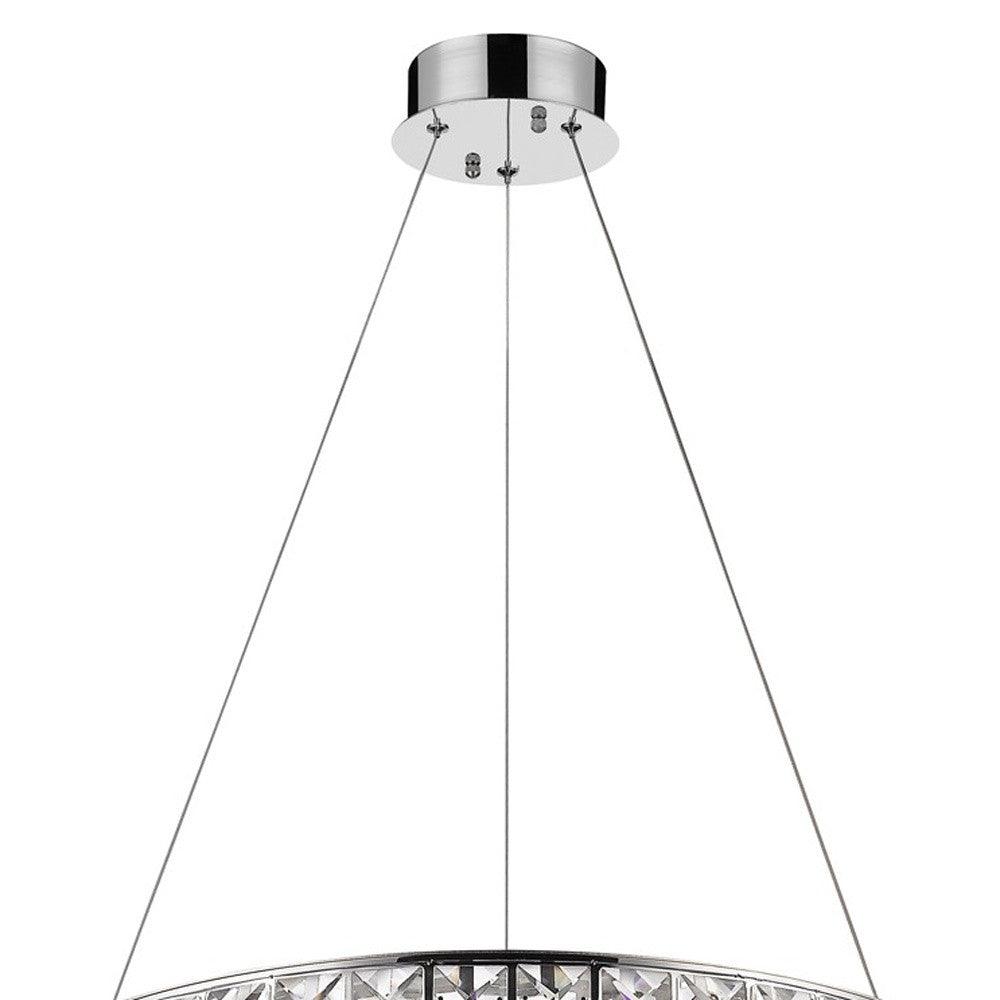 Silver Faux Crystal Bling Ring LED Hanging Light - AFS