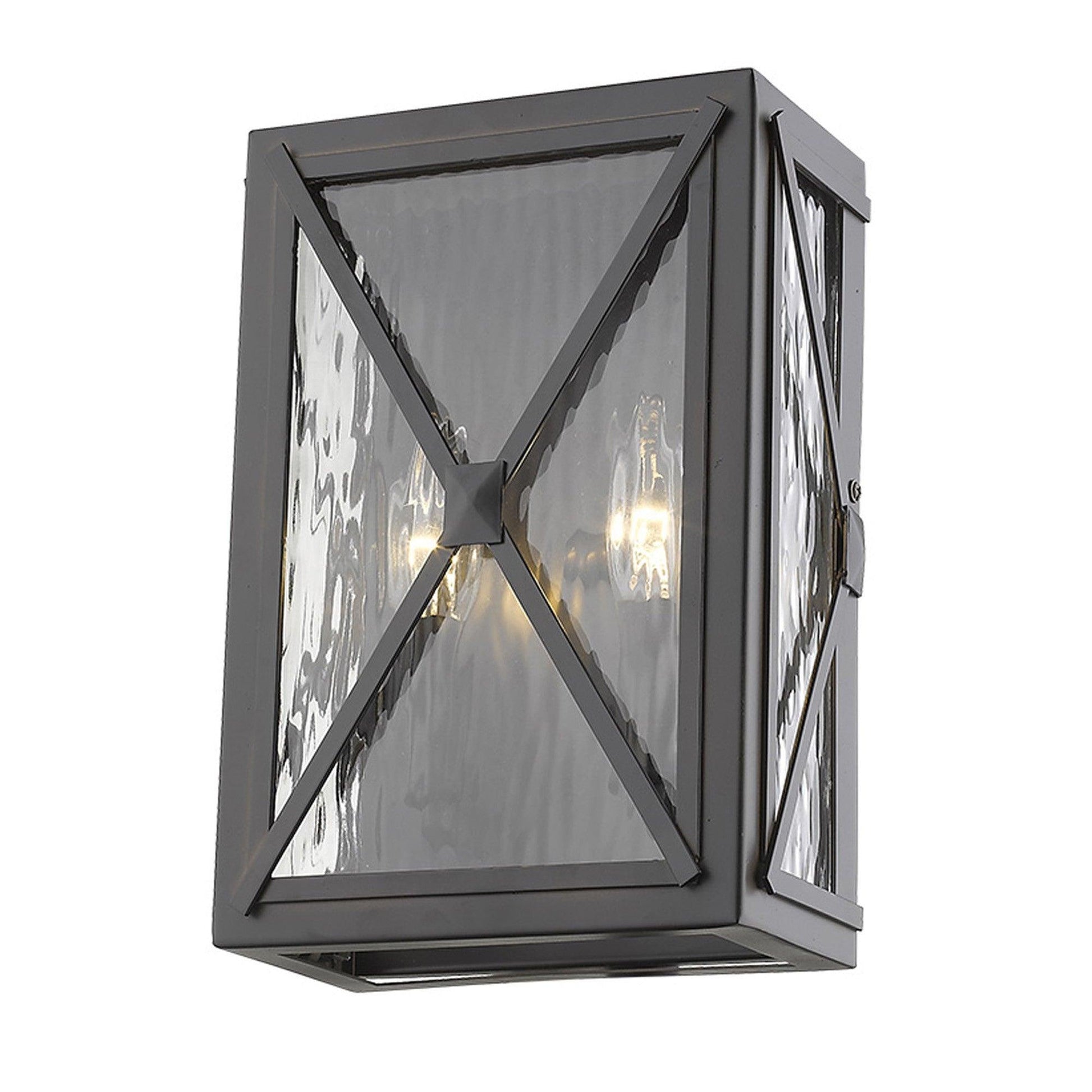 Burnished Bronze Criss Cross Water Glass Outdoor Light - AFS