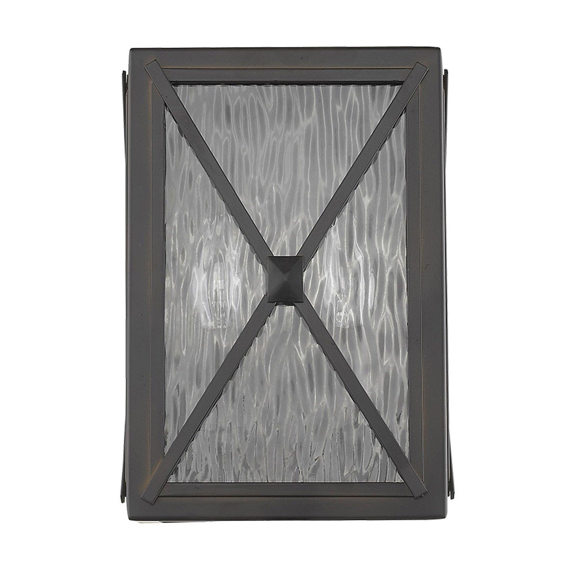 Burnished Bronze Criss Cross Water Glass Outdoor Light - AFS