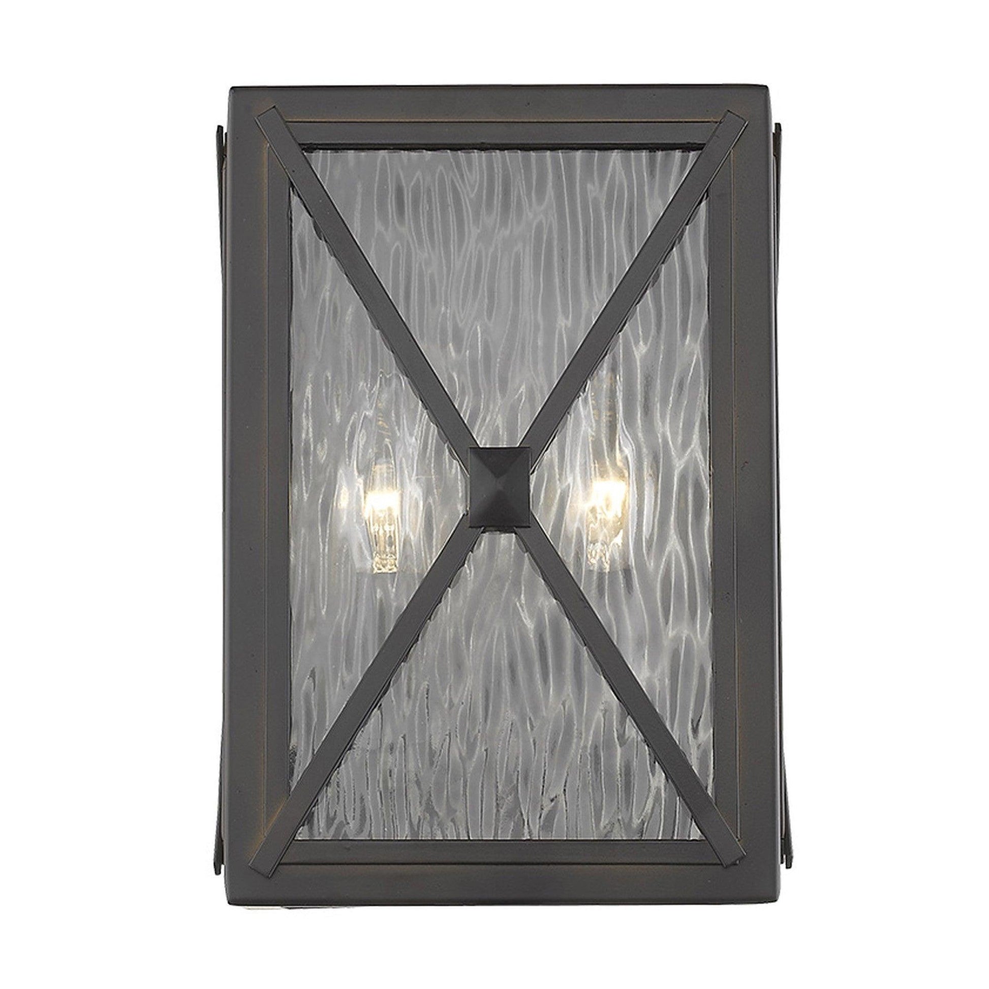 Burnished Bronze Criss Cross Water Glass Outdoor Light - AFS