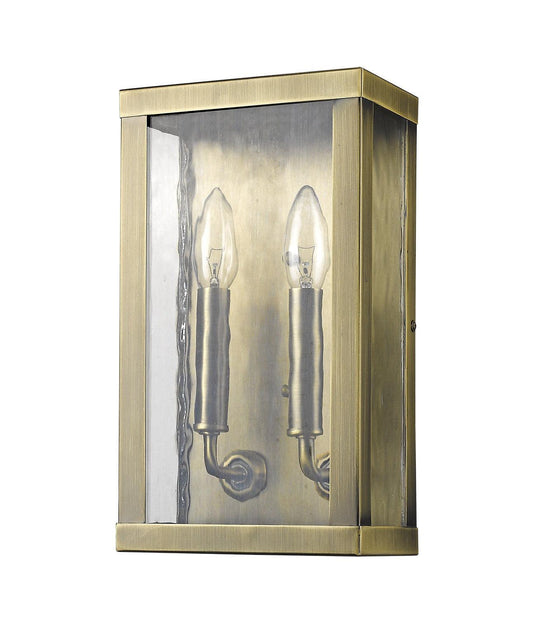 Charleston 2-Light Antique Brass Shadowbox Wall Light (Small) - AFS