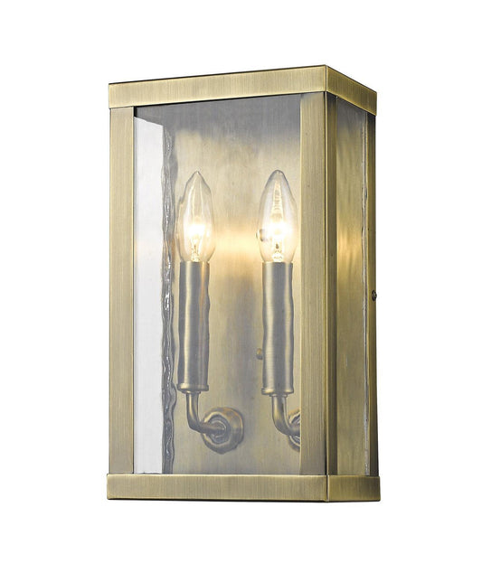 Charleston 2-Light Antique Brass Shadowbox Wall Light (Small) - AFS