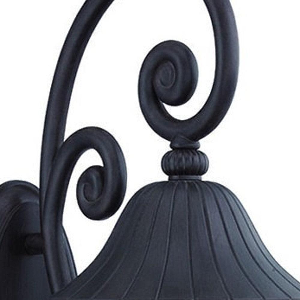 Three Light Matte Black Leaf Detail Wall Light - AFS