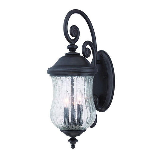 Three Light Matte Black Urn Shaped Wall Light - AFS