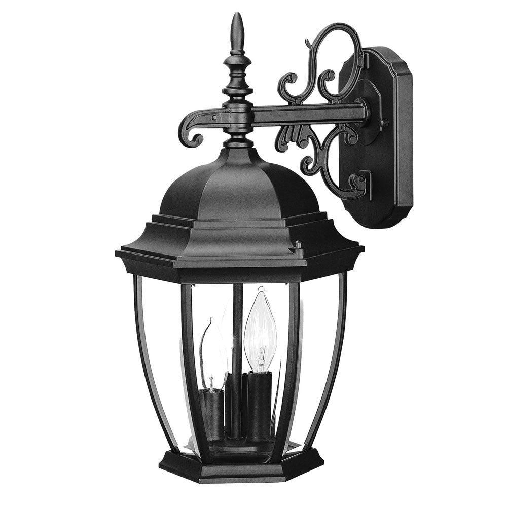 Three Light Matte Black Wide Hanging Lantern Wall Light - AFS