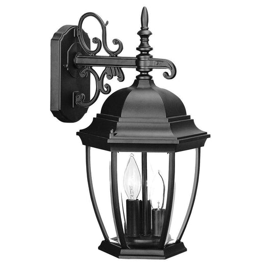 Three Light Matte Black Wide Hanging Lantern Wall Light - AFS