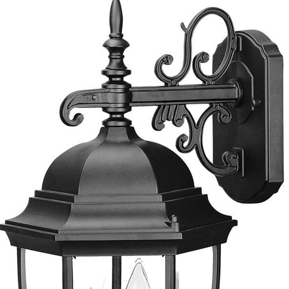 Three Light Matte Black Wide Hanging Lantern Wall Light - AFS