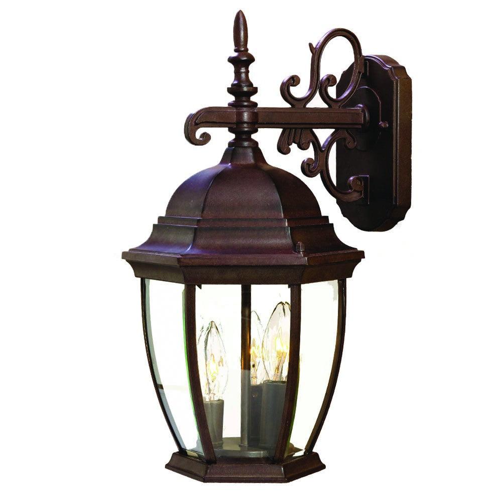 Three Light Dark Brown Wide Hanging Lantern Wall Light - AFS