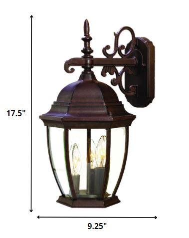 Three Light Dark Brown Wide Hanging Lantern Wall Light - AFS