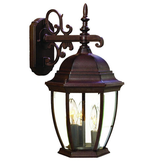 Three Light Dark Brown Wide Hanging Lantern Wall Light - AFS