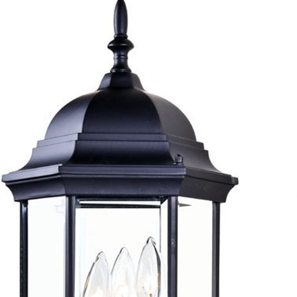 Three Light Matte Black Domed Glass Lantern Wall Light - AFS