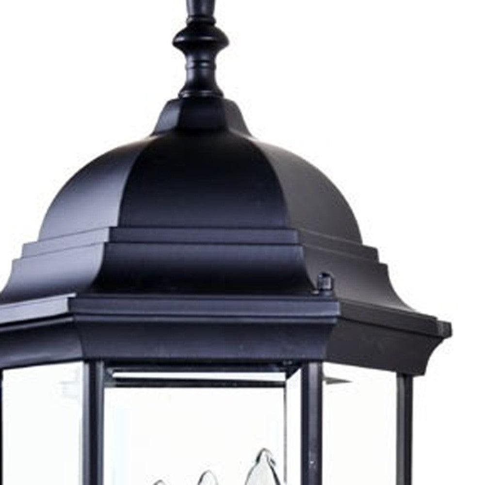 Three Light Matte Black Domed Glass Lantern Wall Light - AFS