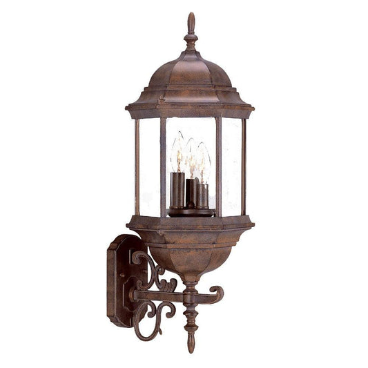 Three Light Brown Domed Glass Lantern Wall Light - AFS