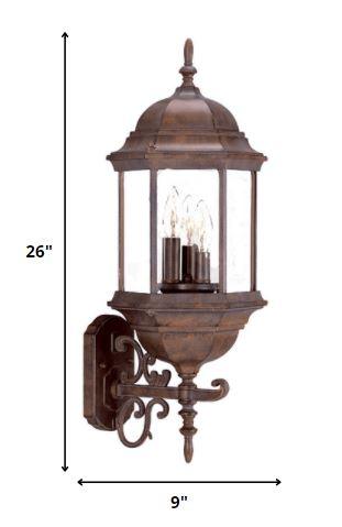 Three Light Brown Domed Glass Lantern Wall Light - AFS