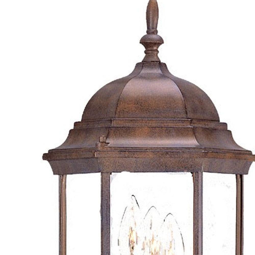 Three Light Brown Domed Glass Lantern Wall Light - AFS