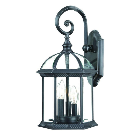 Three Light Matte Black Eastern Lantern Wall Light - AFS