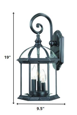 Three Light Matte Black Eastern Lantern Wall Light - AFS