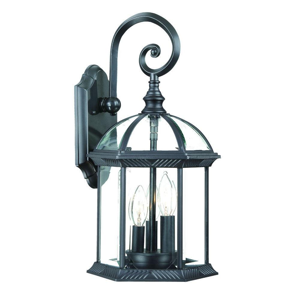 Three Light Matte Black Eastern Lantern Wall Light - AFS