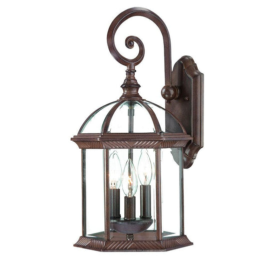 Three Light Dark Brown Eastern Lantern Wall Light - AFS