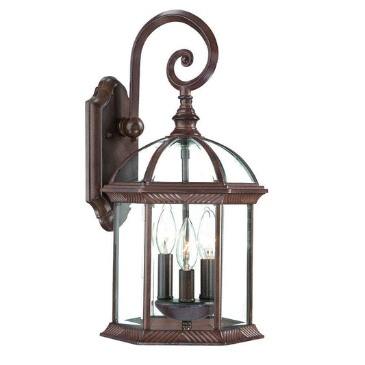 Three Light Dark Brown Eastern Lantern Wall Light - AFS