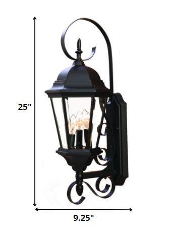 Three Light Matte Black Swing Arm Lantern Wall Light - AFS