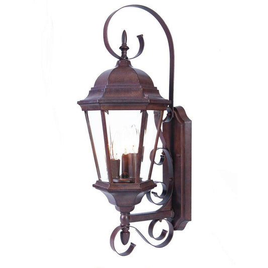 Three Light Dark Brown Swing Arm Lantern Wall Light - AFS