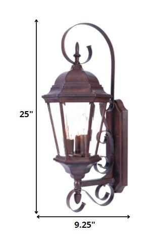 Three Light Dark Brown Swing Arm Lantern Wall Light - AFS