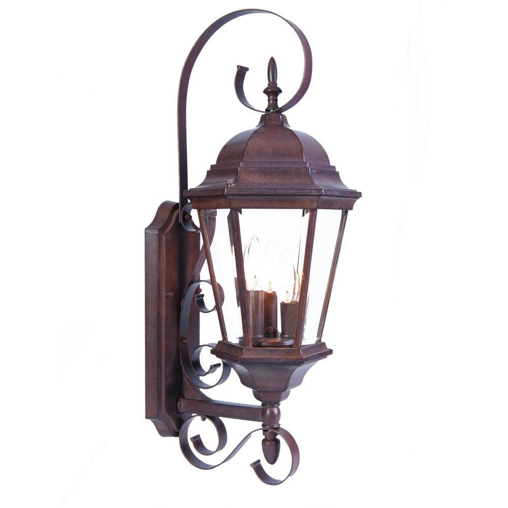 Three Light Dark Brown Swing Arm Lantern Wall Light - AFS