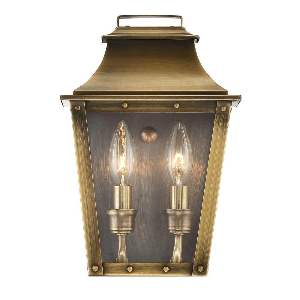 Coventry 2-Light Aged Brass Pocket Wall Light - AFS