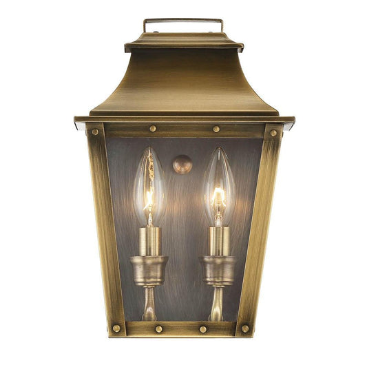 Coventry 2-Light Aged Brass Pocket Wall Light - AFS