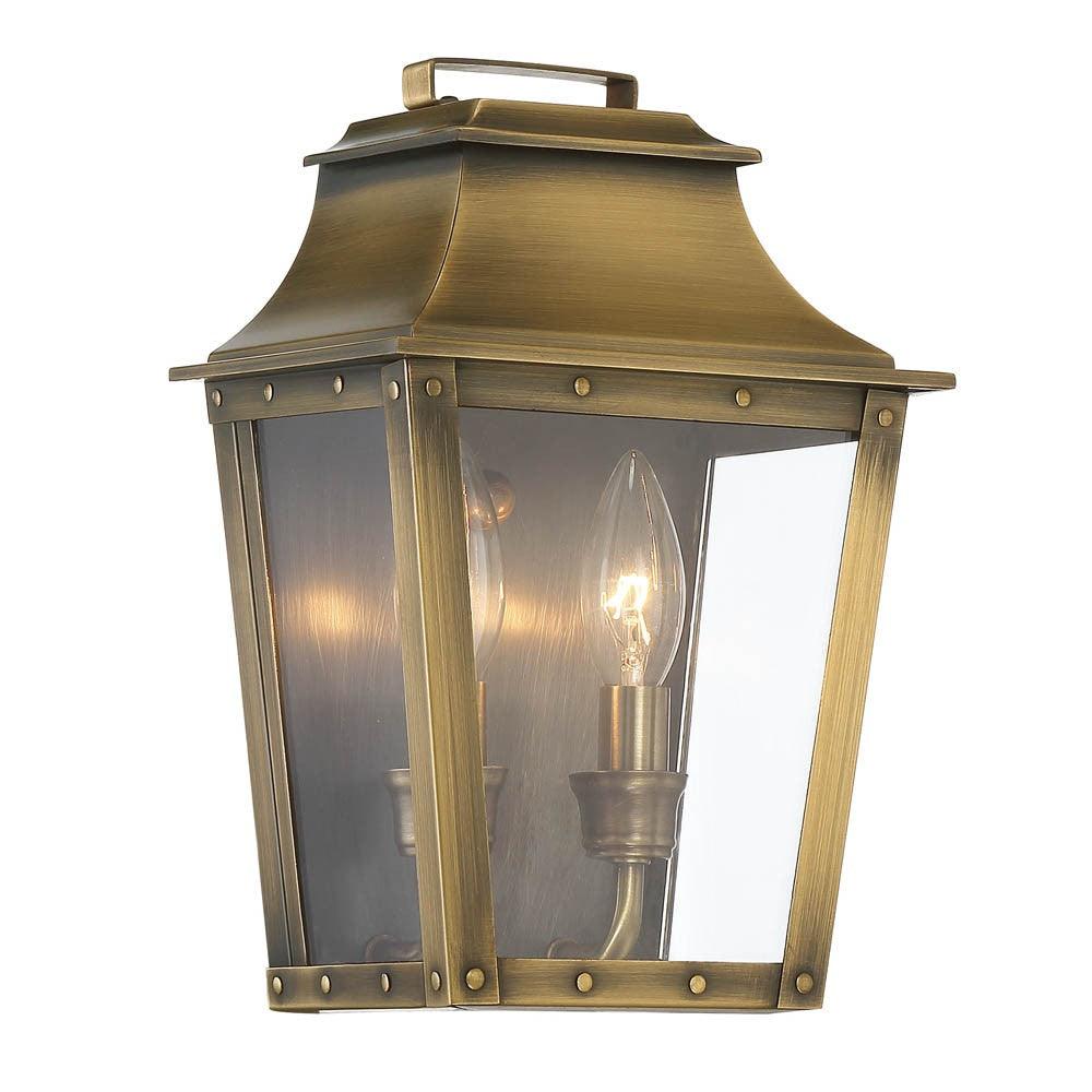 Coventry 2-Light Aged Brass Pocket Wall Light - AFS