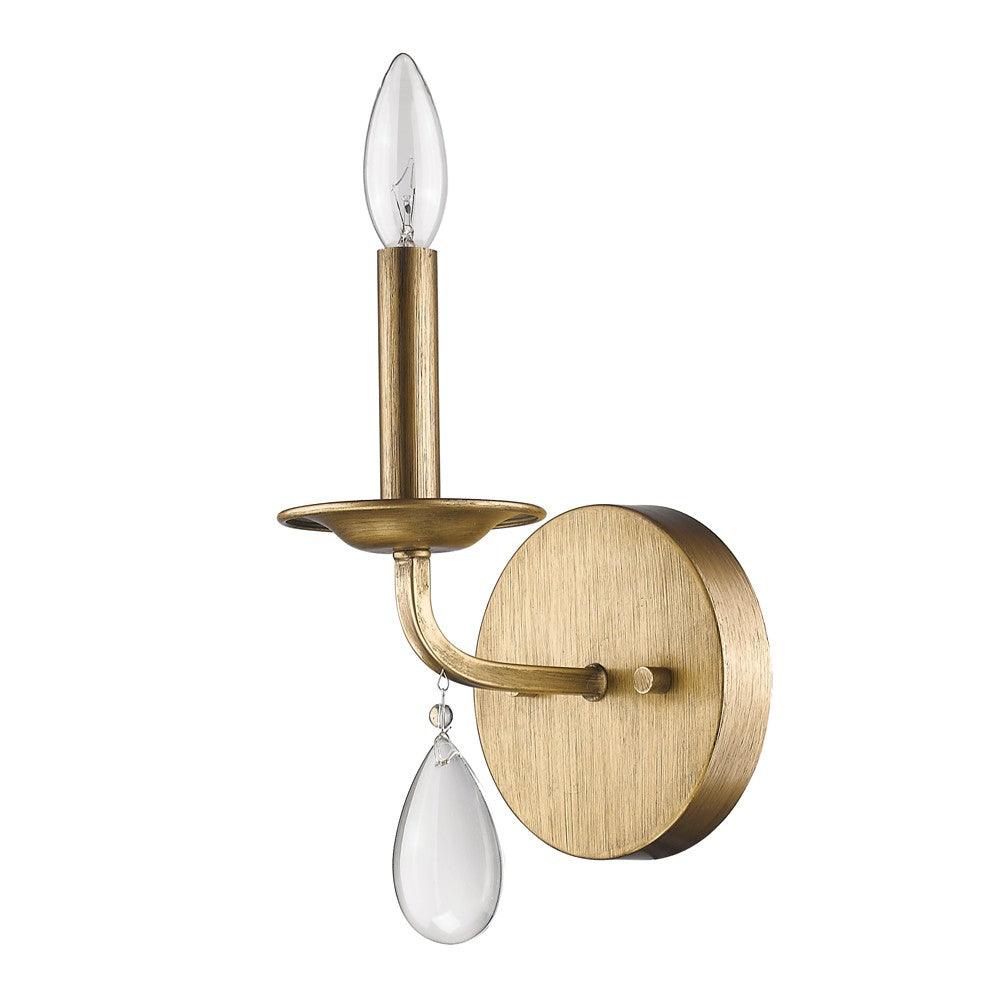 Light Gold Wall Sconce with Crystal Accent - AFS