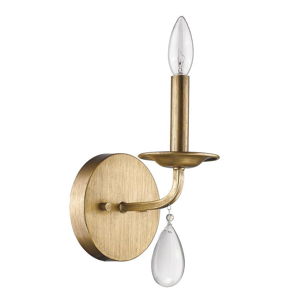 Light Gold Wall Sconce with Crystal Accent - AFS