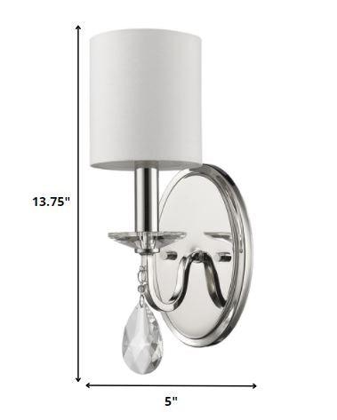 Silver Three Light Wall Sconce with White Fabric Shade - AFS