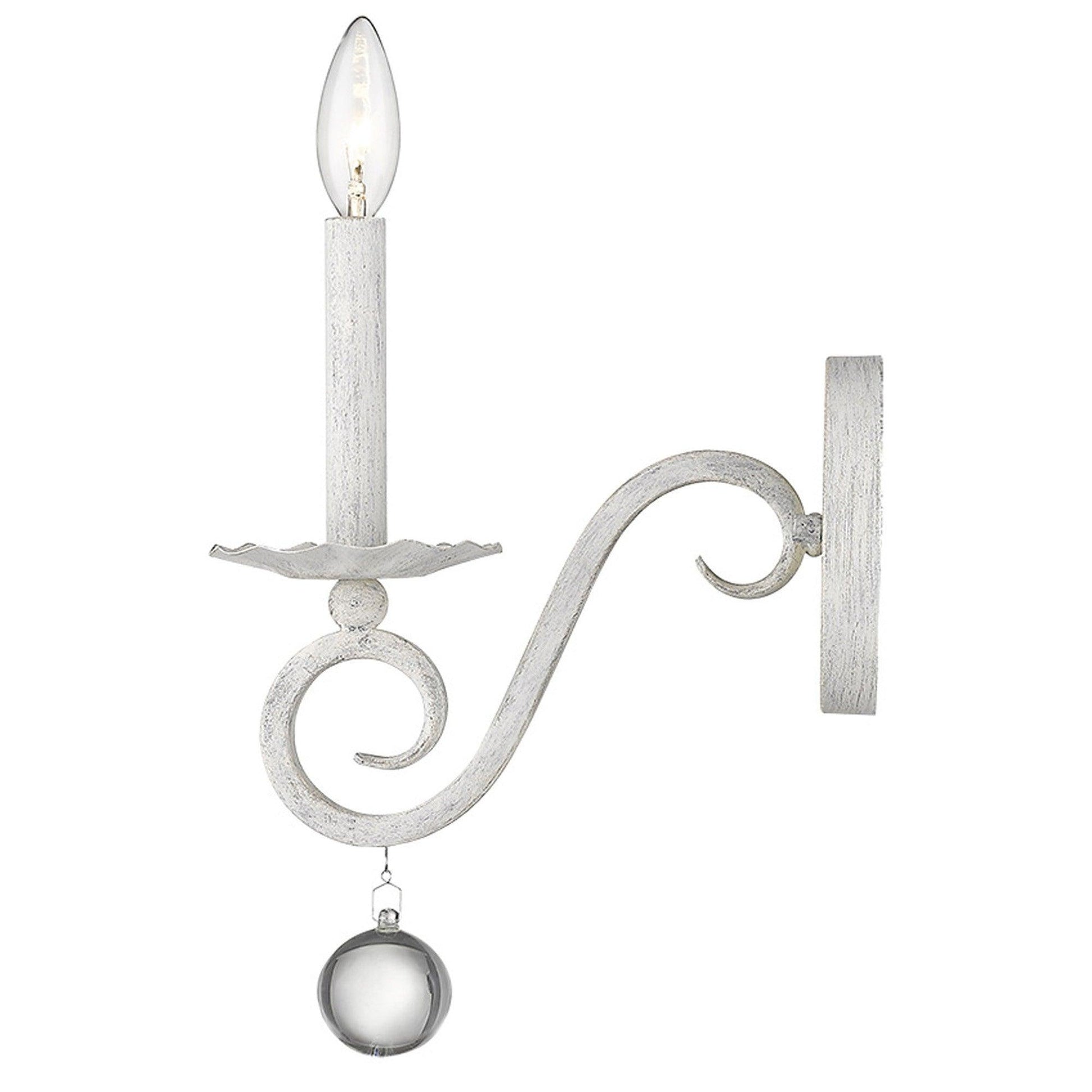 Modern Farmhouse Rustic White and Crystal Wall Sconce - AFS