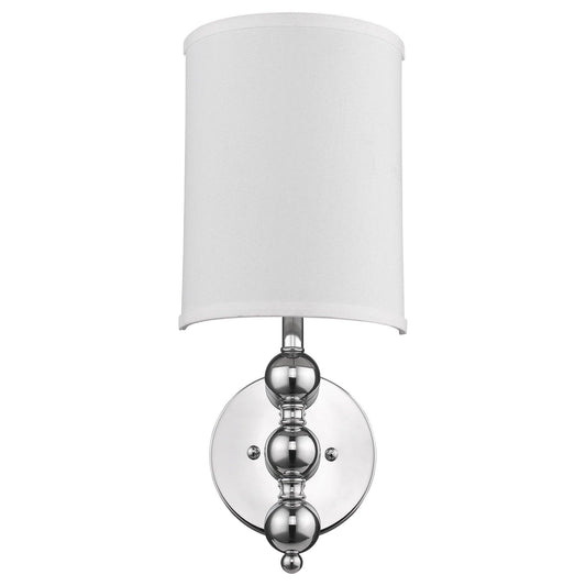 Silver Chrome Wall Light with Linen Fabric Shade - AFS