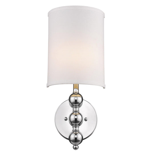 Silver Chrome Wall Light with Linen Fabric Shade - AFS