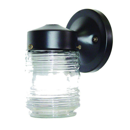 Black Standard Jelly Jar One Light Outdoor Wall Light - AFS