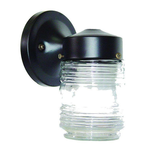 Black Standard Jelly Jar One Light Outdoor Wall Light - AFS