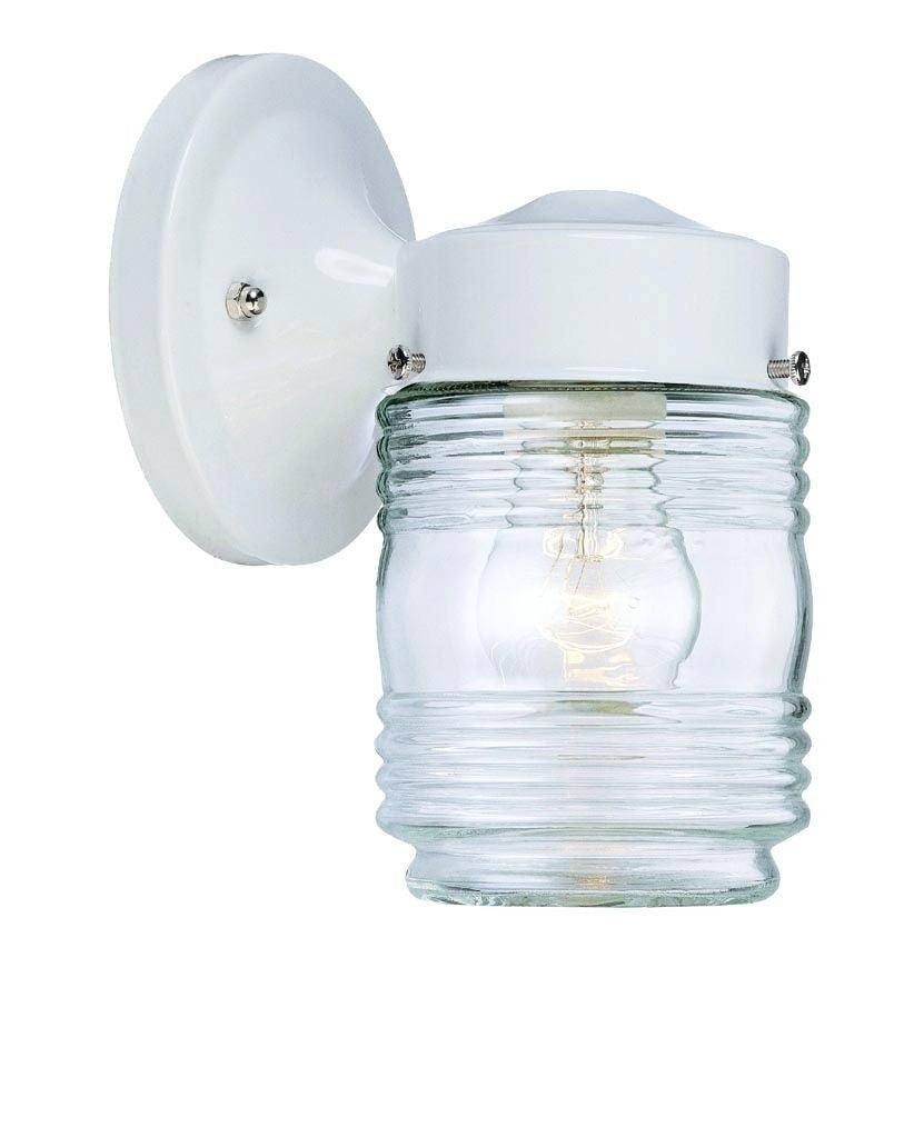 White Standard Jelly Jar One Light Outdoor Wall Light - AFS