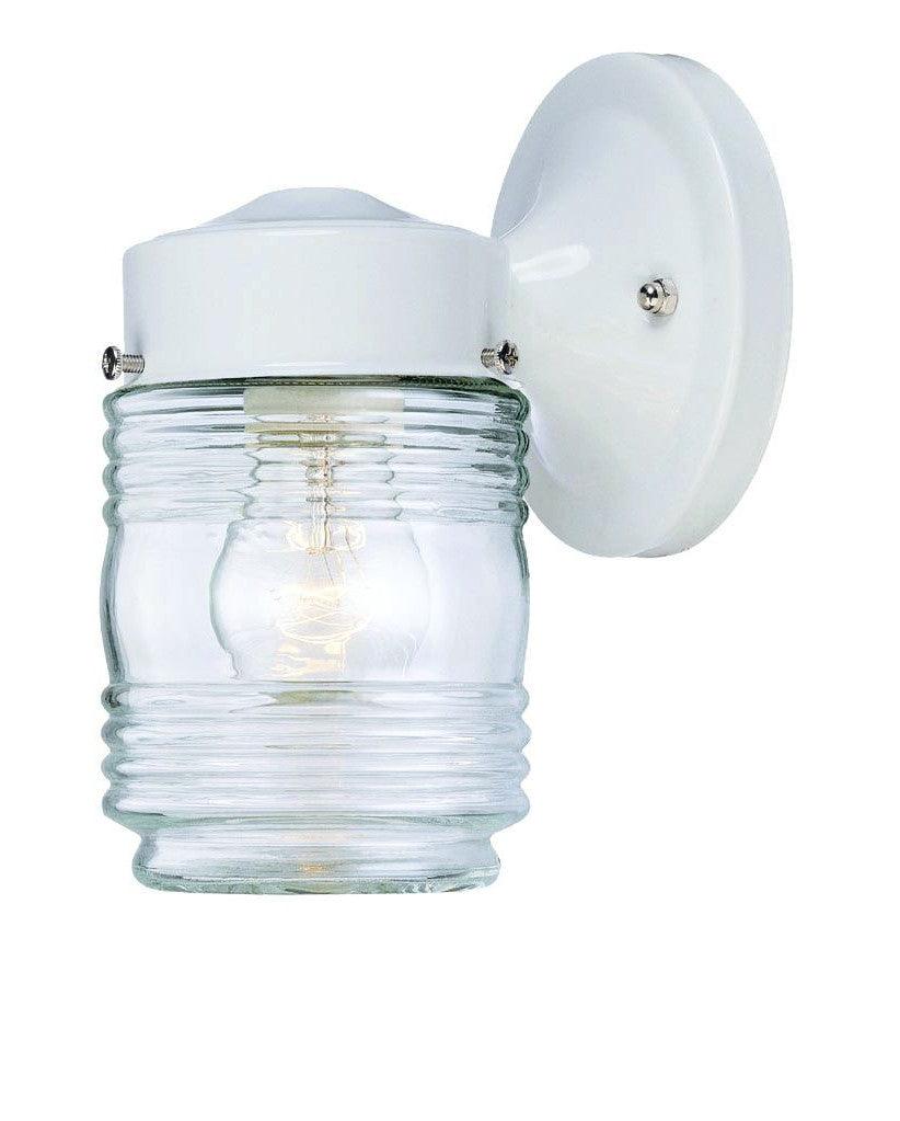 White Standard Jelly Jar One Light Outdoor Wall Light - AFS