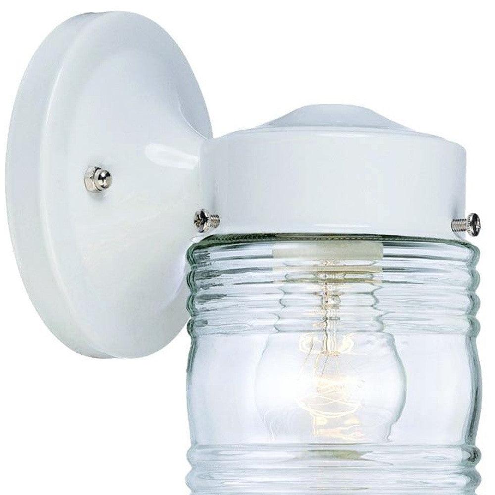 White Standard Jelly Jar One Light Outdoor Wall Light - AFS