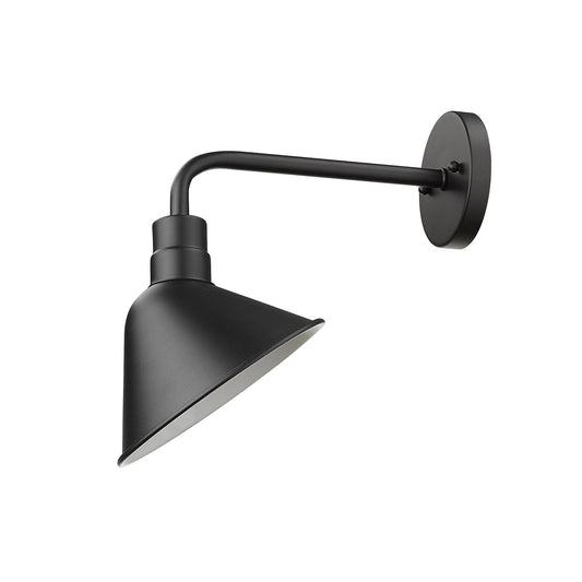 Wide Shade Matte Black LED Wall Light - AFS