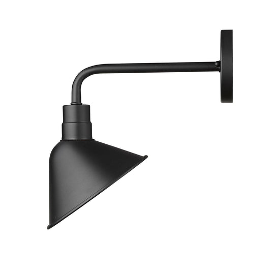 Wide Shade Matte Black LED Wall Light - AFS