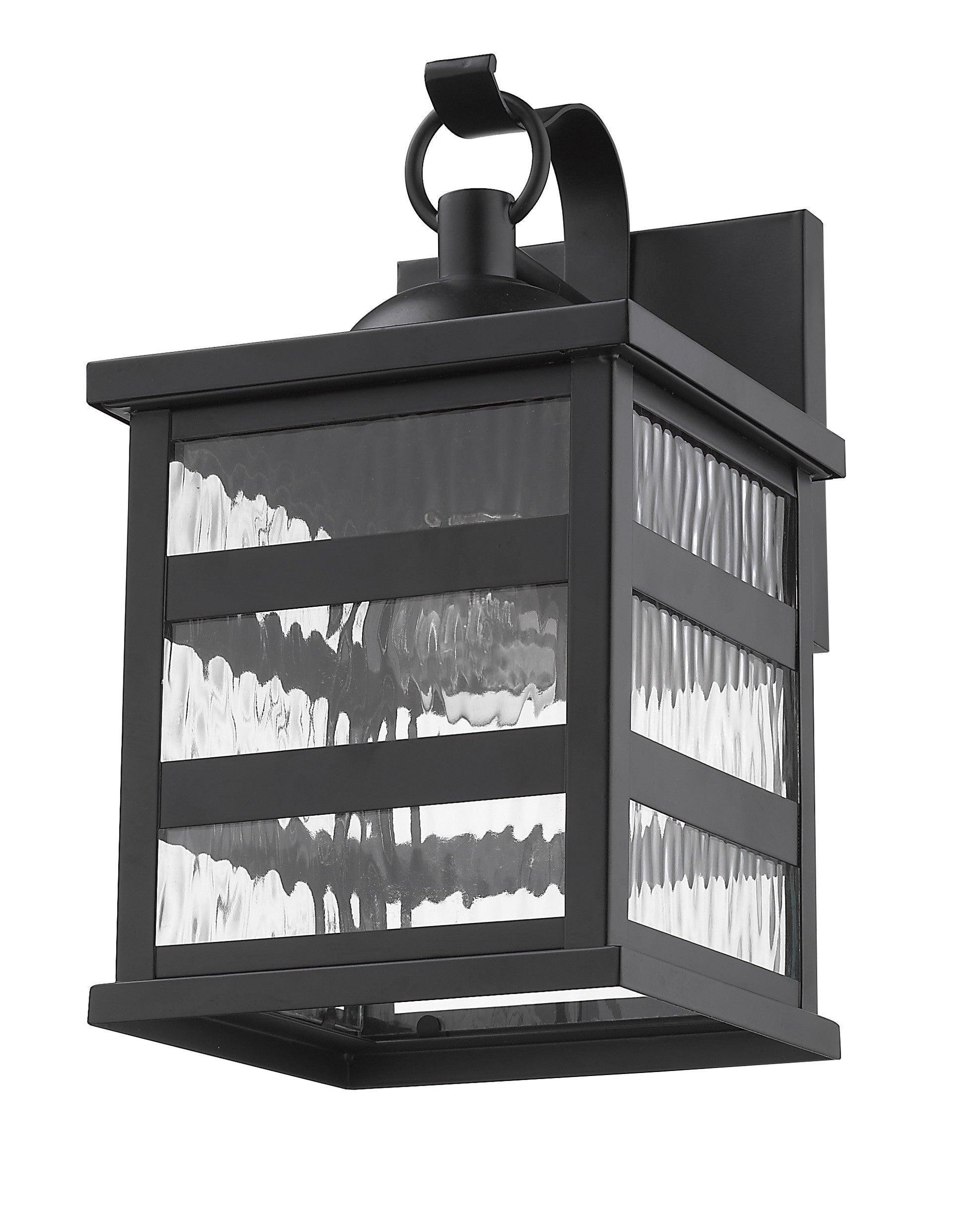 Glass panel Matte Black Outdoor Hanging Light - AFS